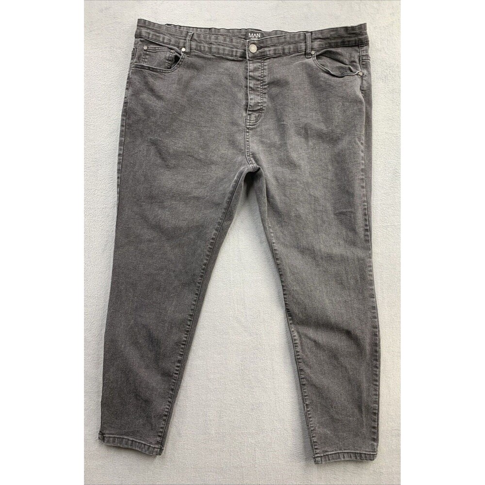 Man Boohoo Man Denim Buttonfly Jeans Men's Size 46x30 Black Dark Wash Distressed